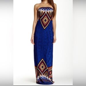 Papillon Vibrant Blue geometric Maxi Dress size:S